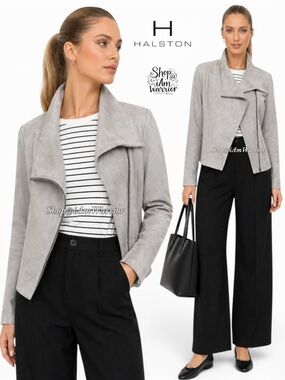 H by Halston vegan faux suede moto jacket *shop@iamwarrior